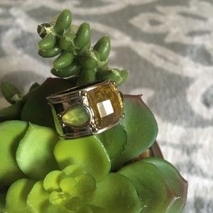 Lime green silver chunky women’s flashy ring